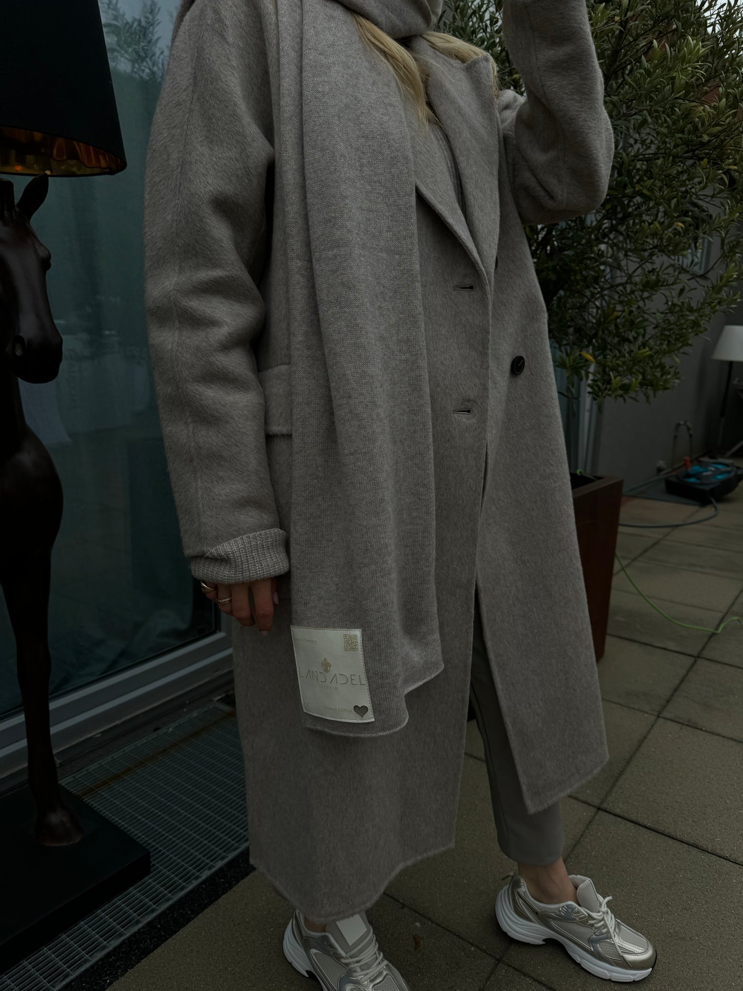 Landadel Berlin Mantel Nova – Oversized Wollmantel in Grey Melange